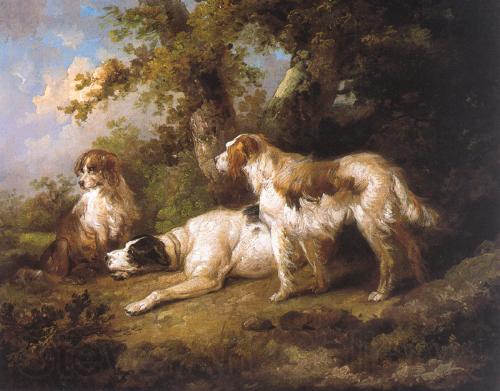 George Morland Dogs In Landscape - Setters Pointer